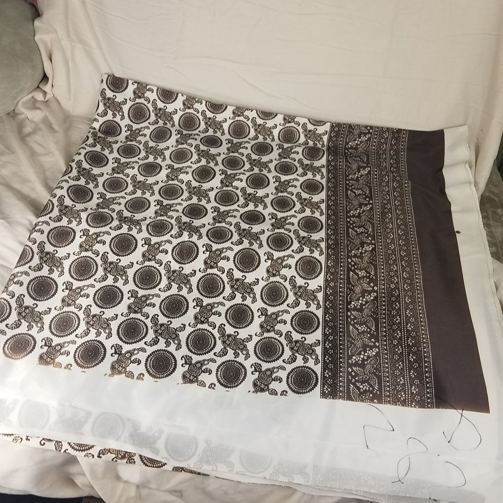 Bretmar Vintage Fabric Remnant Unisex 64x56 Brown White Elephant MCM Geometric